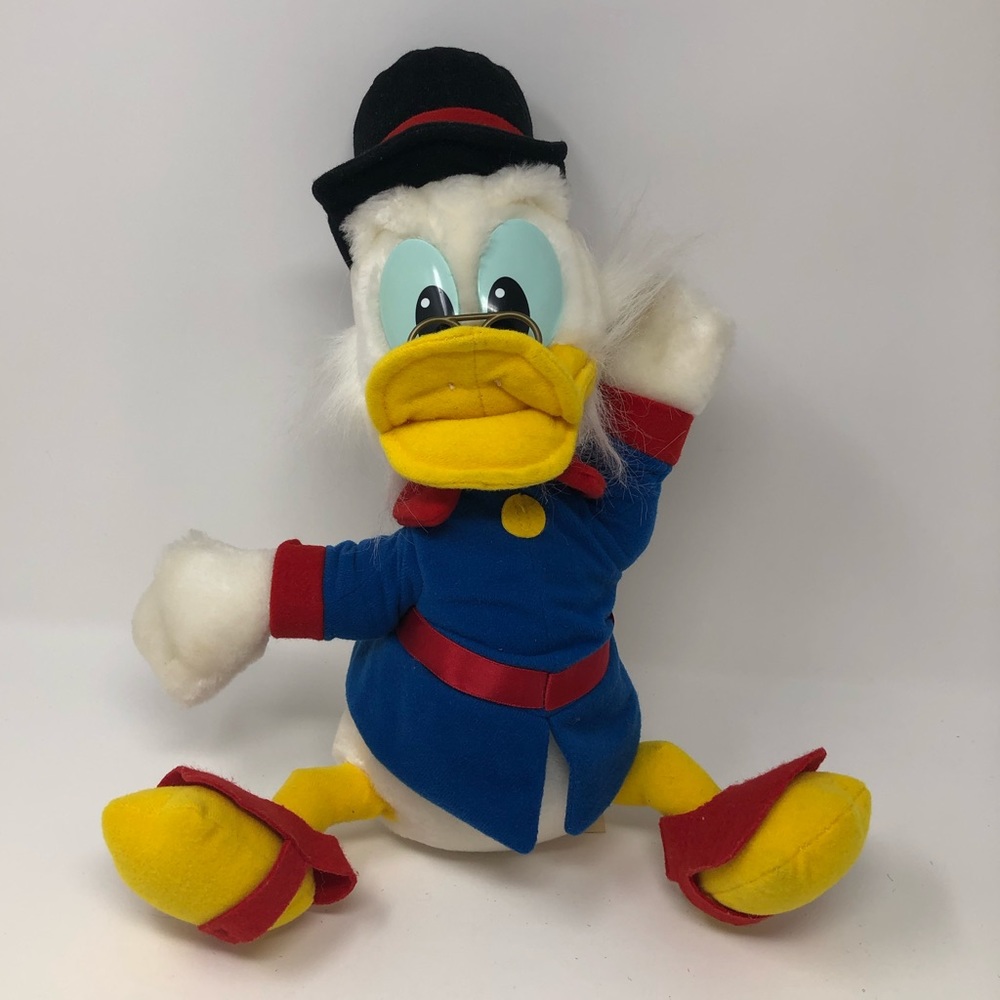 Walt Disney Scrooge McDuck Plush Vintage White Blue Coat Glasses Hat